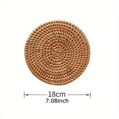 Woven Round Placemat Autumn Rattan Braided Tea Pad