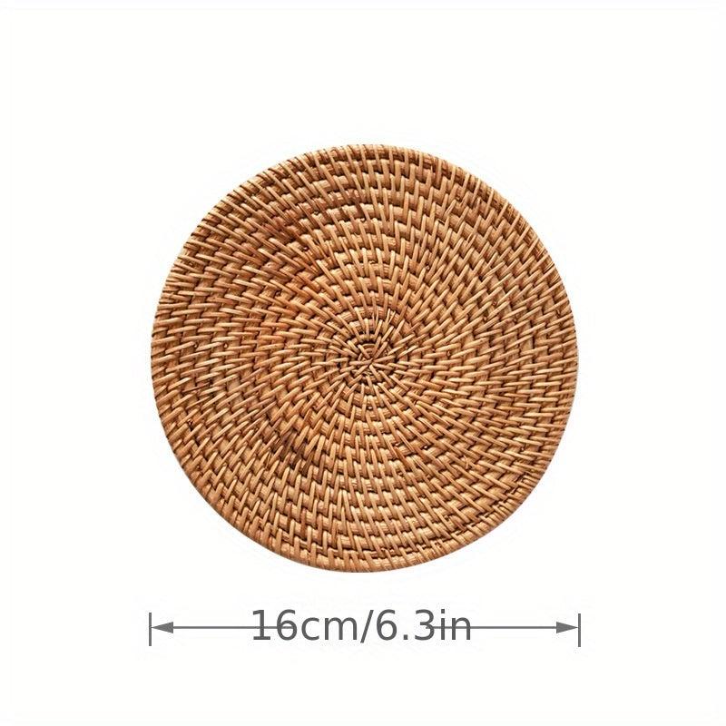 Woven Round Placemat Autumn Rattan Braided Tea Pad