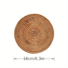 Woven Round Placemat Autumn Rattan Braided Tea Pad