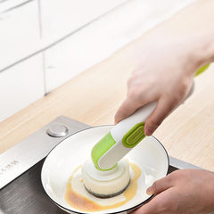 Dish Brush With Soap Dispenser Handle and 2 Brush Heads for Cleaning