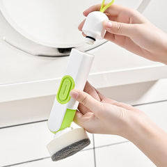 Dish Brush With Soap Dispenser Handle and 2 Brush Heads for Cleaning
