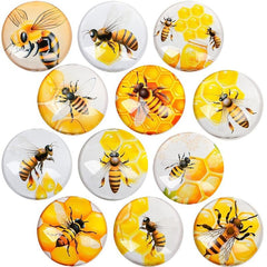 12pcs Bee Fridge Magnets Glass Refrigerator Magnets