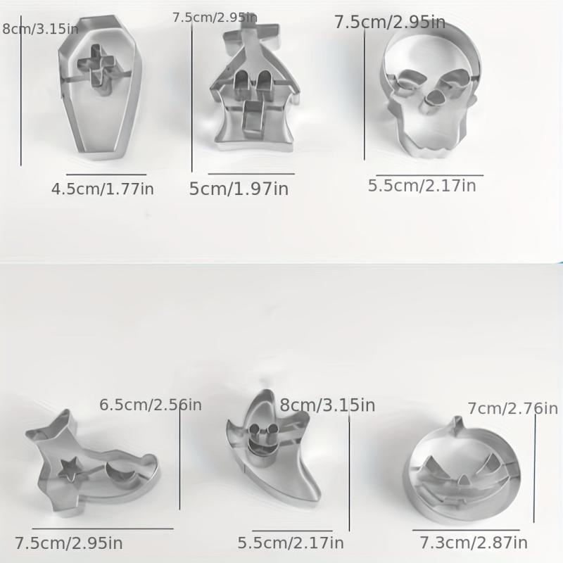 6pcs Halloween Cookie Cutters Stainless Steel Pastry Cutters Biscuit Molds
