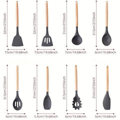 Non Stick Silicone Kitchen Utensil Set - 12pcs