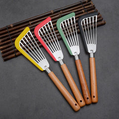 Fish Spatula Stainless Steel Wooden Handle, Slotted Turner Kitchen Cook
