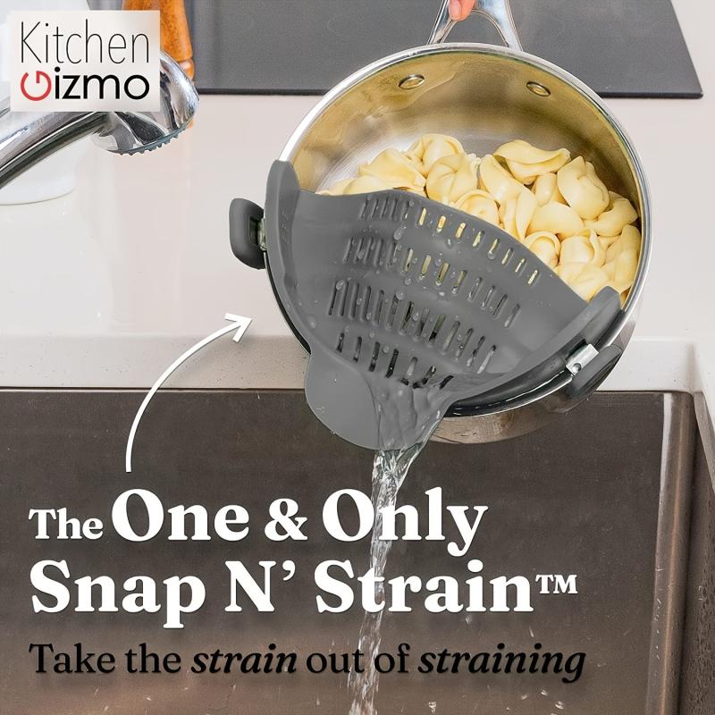 Adjustable Silicone Clip On Strainer for Pots, Pans, and Bowls