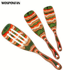 3pcs Colorful Wooden Cooking Utensils Kitchen Spatula Salad