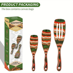 3pcs Colorful Wooden Cooking Utensils Kitchen Spatula Salad