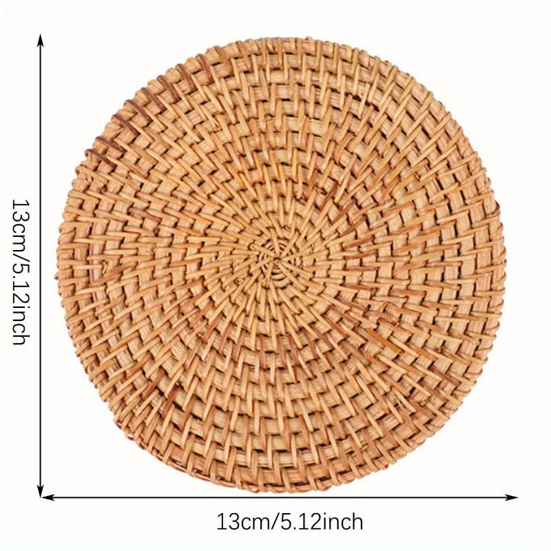 1pc Round Rattan Coaster Eco Friendly Cup Mat