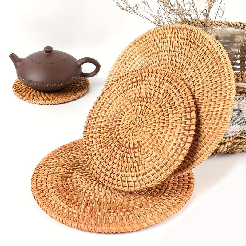 1pc Round Rattan Coaster Eco Friendly Cup Mat