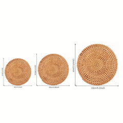 1pc Round Rattan Coaster Eco Friendly Cup Mat