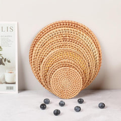 1pc Round Rattan Coaster Eco Friendly Cup Mat