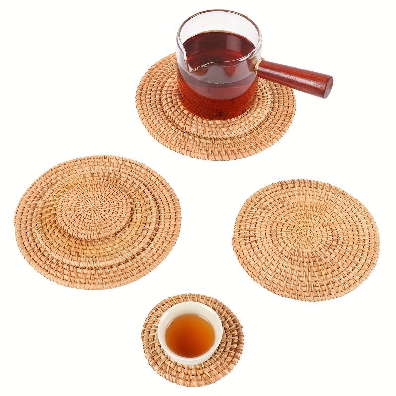 1pc Round Rattan Coaster Eco Friendly Cup Mat