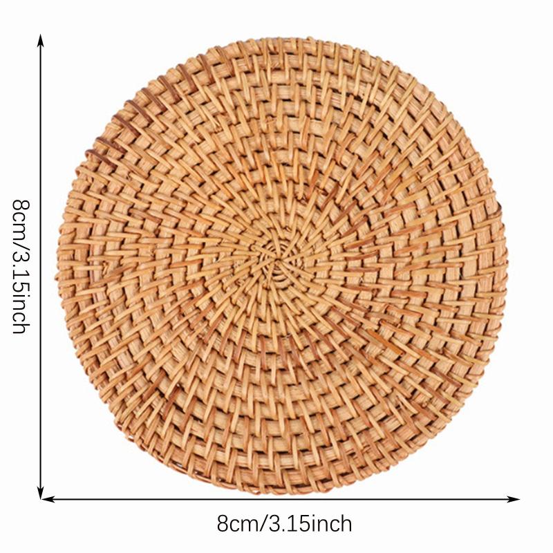 1pc Round Rattan Coaster Eco Friendly Cup Mat