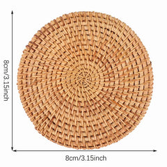 1pc Round Rattan Coaster Eco Friendly Cup Mat