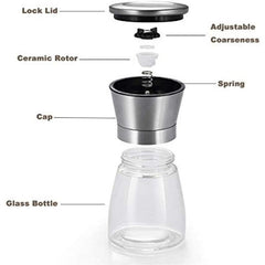 Pepper Grinder Glass Spice Mill Manual Crusher Reusable Bottle