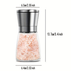 Pepper Grinder Glass Spice Mill Manual Crusher Reusable Bottle