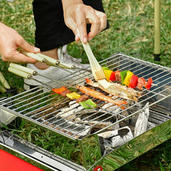 20pcs Stainless Steel BBQ Skewers Reusable Metal Skewer Sticks