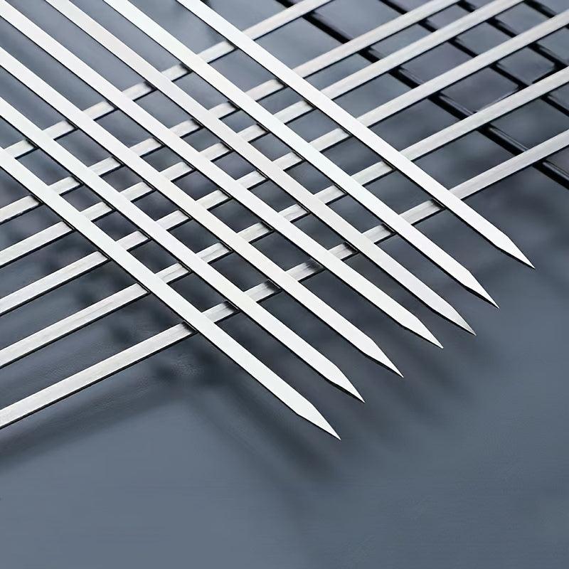 20pcs Stainless Steel BBQ Skewers Reusable Metal Skewer Sticks