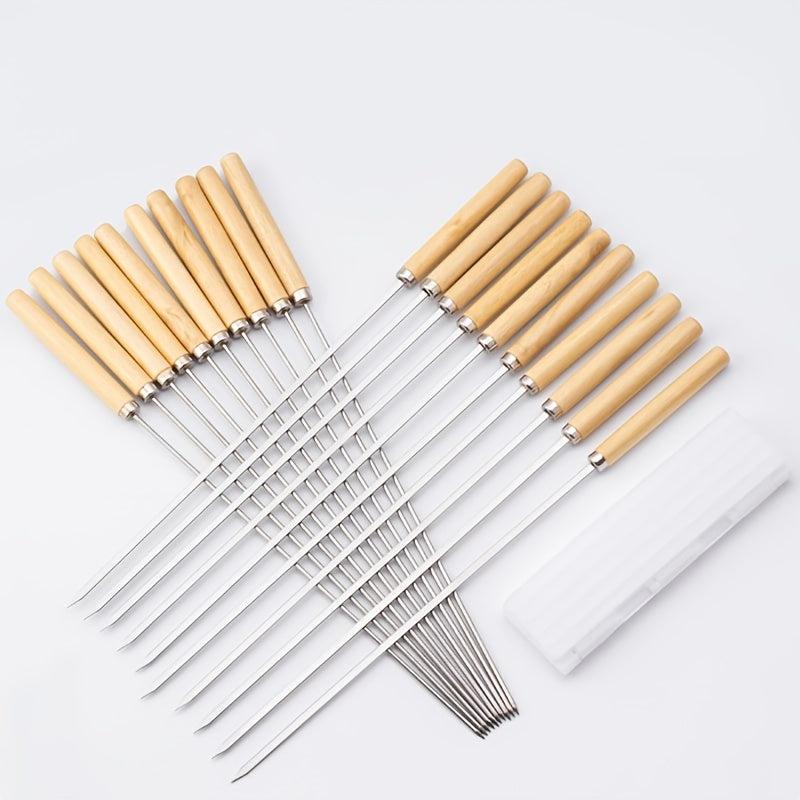 20pcs Stainless Steel BBQ Skewers Reusable Metal Skewer Sticks