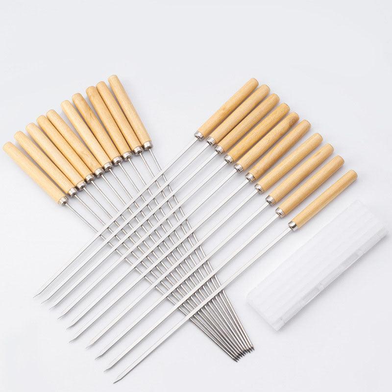20pcs Stainless Steel BBQ Skewers Reusable Metal Skewer Sticks