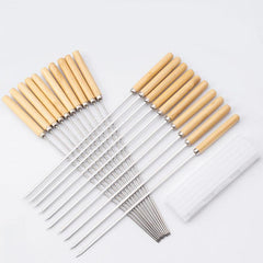 20pcs Stainless Steel BBQ Skewers Reusable Metal Skewer Sticks