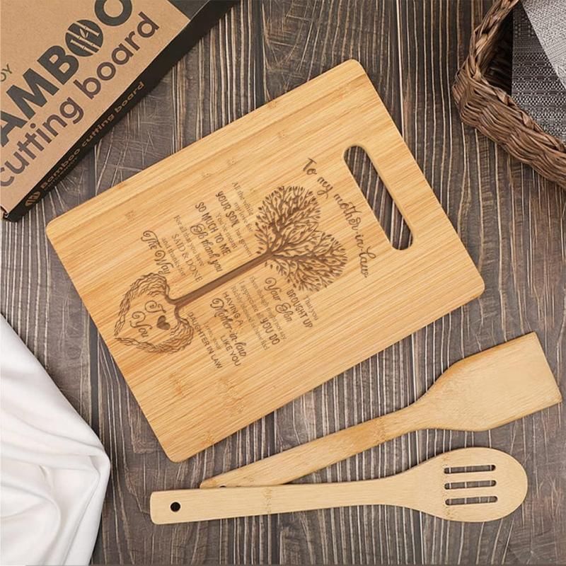Mom Cutting Board Engraved Tree Heart Chopping Board Bamboo Gift for Mother's