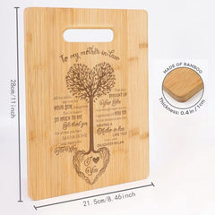 Mom Cutting Board Engraved Tree Heart Chopping Board Bamboo Gift for Mother's