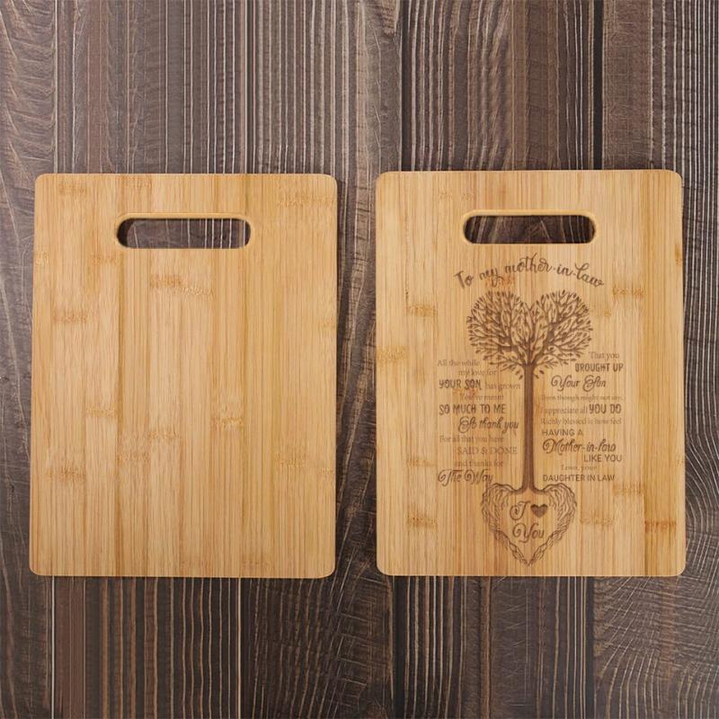 Mom Cutting Board Engraved Tree Heart Chopping Board Bamboo Gift for Mother's