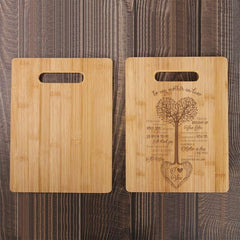 Mom Cutting Board Engraved Tree Heart Chopping Board Bamboo Gift for Mother's