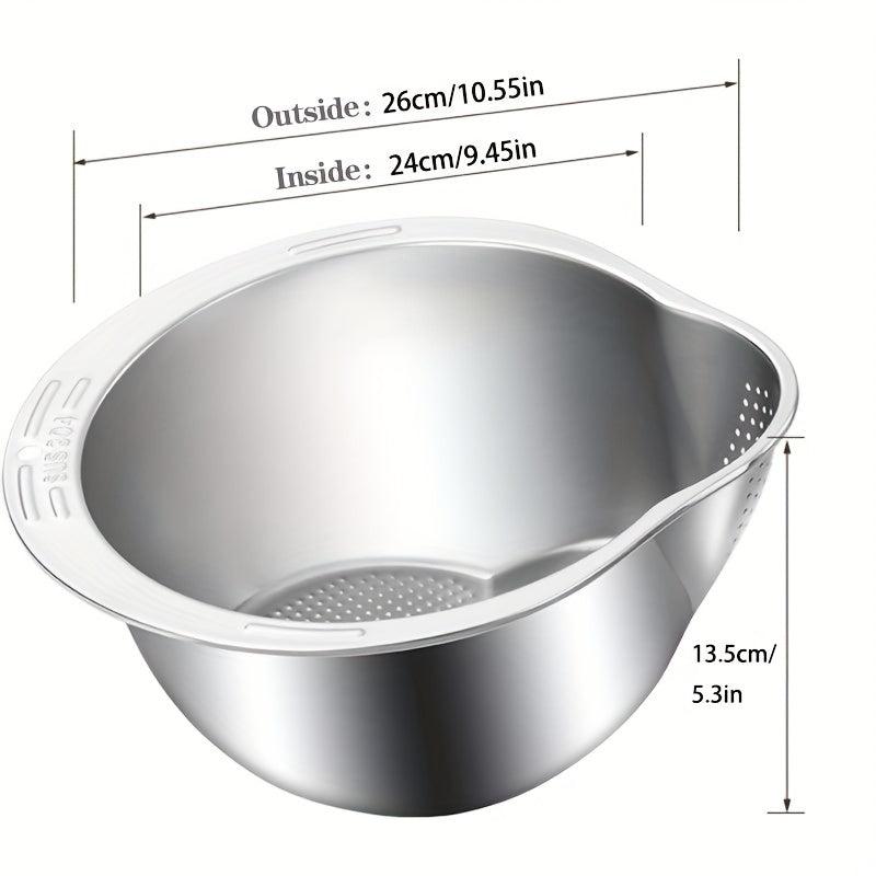 4in1 Rice Washing Drain Basket Stainless Steel Colander