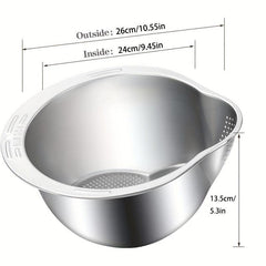 4in1 Rice Washing Drain Basket Stainless Steel Colander