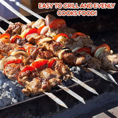 Stainless Steel BBQ Skewer Set 14 15 inch Meat Shrimp Chicken Vegetables