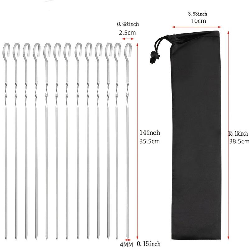 Stainless Steel BBQ Skewer Set 14 15 inch Meat Shrimp Chicken Vegetables