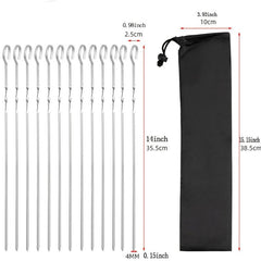 Stainless Steel BBQ Skewer Set 14 15 inch Meat Shrimp Chicken Vegetables