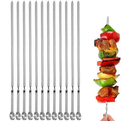 Stainless Steel BBQ Skewer Set 14 15 inch Meat Shrimp Chicken Vegetables