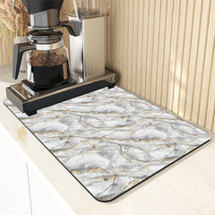 Gray Marble Rubber Drying Mat Absorbent Kitchen Table Pad