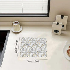 Gray Marble Rubber Drying Mat Absorbent Kitchen Table Pad