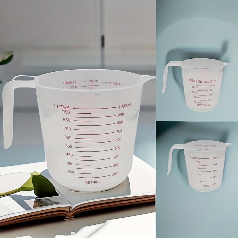 3pc Plastic Measuring Cup Set BPA Clear Heat-resistant Jug with Angled Grip Spou