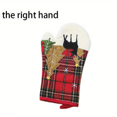 Red Plaid Printed Oven Mitts Heat Resistant Gloves