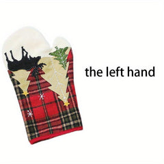 Red Plaid Printed Oven Mitts Heat Resistant Gloves