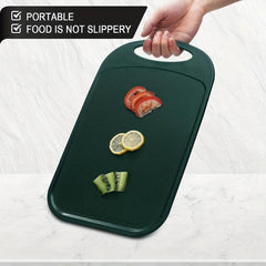 3pc Plastic Cutting Board Set Non Slip Feet Deep Juice Groove Easy Grip Handle