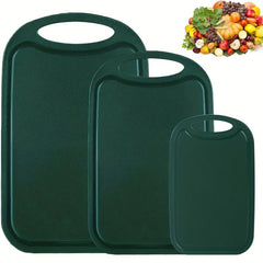 3pc Plastic Cutting Board Set Non Slip Feet Deep Juice Groove Easy Grip Handle