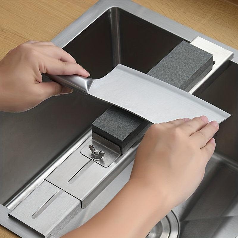 Stainless Steel Sharpening Stone Holder with Bonus Stone