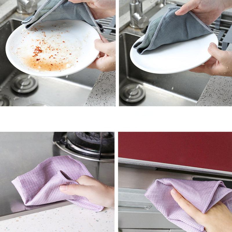5pcs Square Dish Cloths Scouring Pad Antibacterial Washable Cleaning Brush