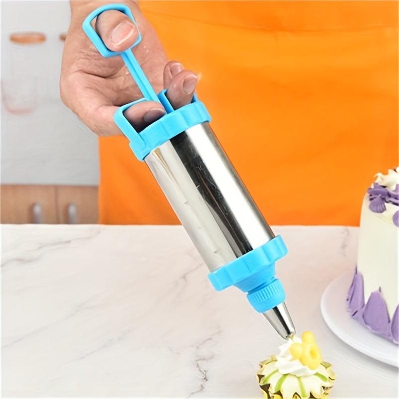 Stainless Steel Icing Gun Set with 3 Tips and Spatula