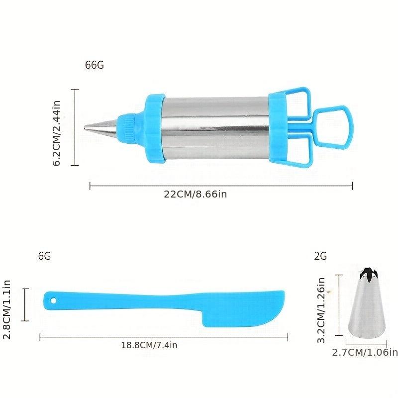 Stainless Steel Icing Gun Set with 3 Tips and Spatula