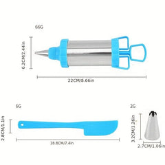 Stainless Steel Icing Gun Set with 3 Tips and Spatula