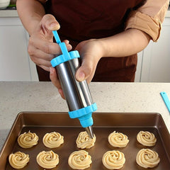 Stainless Steel Icing Gun Set with 3 Tips and Spatula