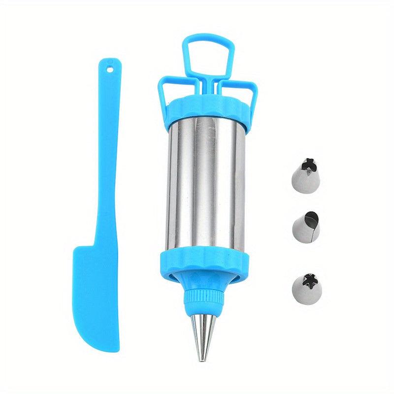 Stainless Steel Icing Gun Set with 3 Tips and Spatula